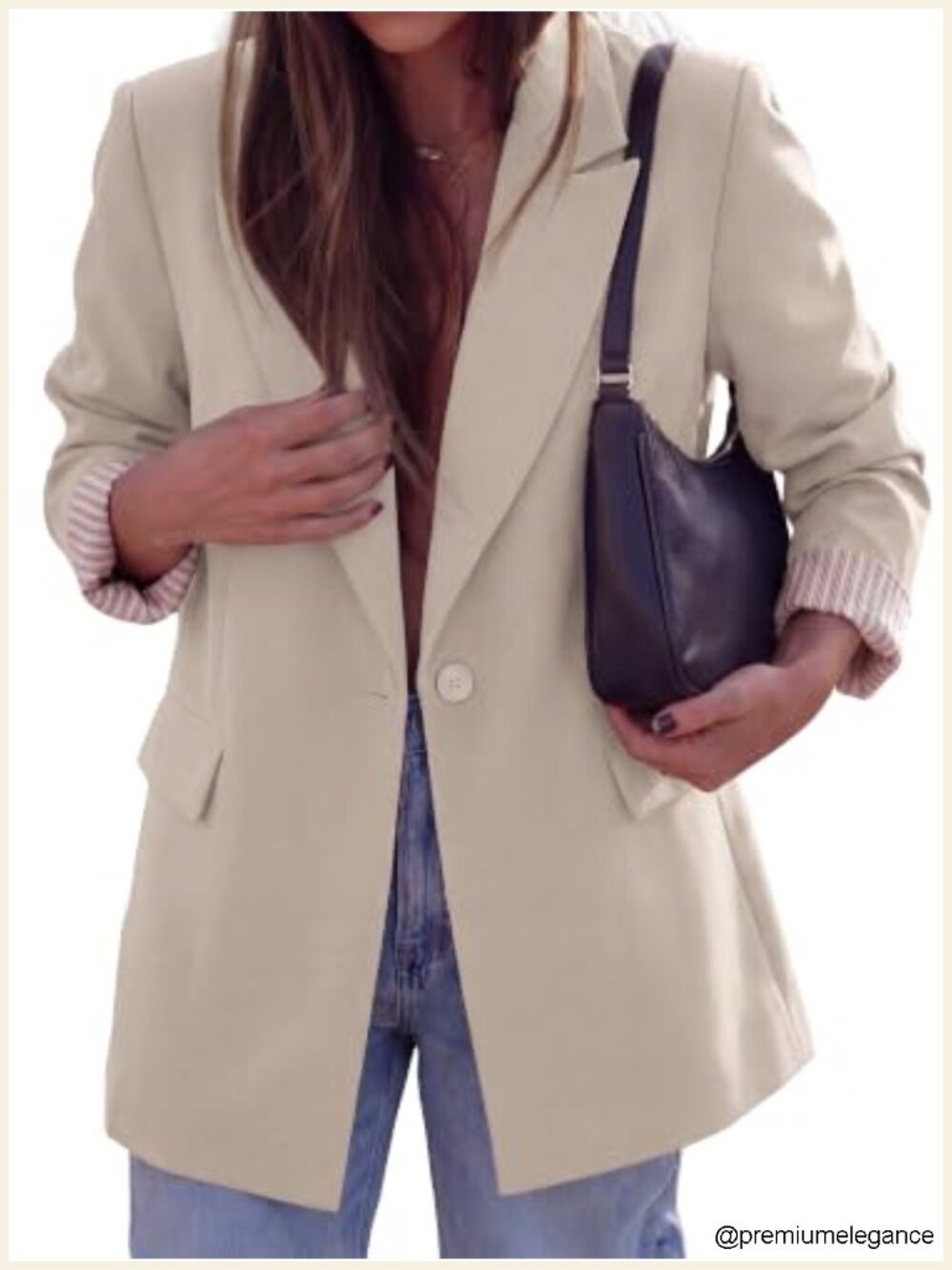 Women's Business Casual Blazer Lightweight Polyester One Button Flap Pockets